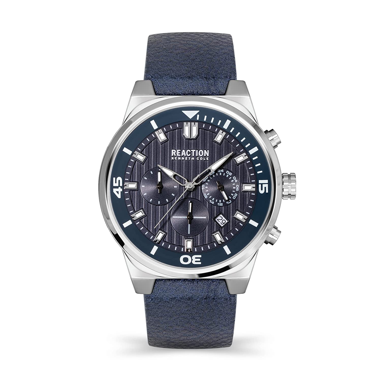 Kenneth Cole Reaction Chrono Men Blue Leather Strap Nero KRWGF2192702