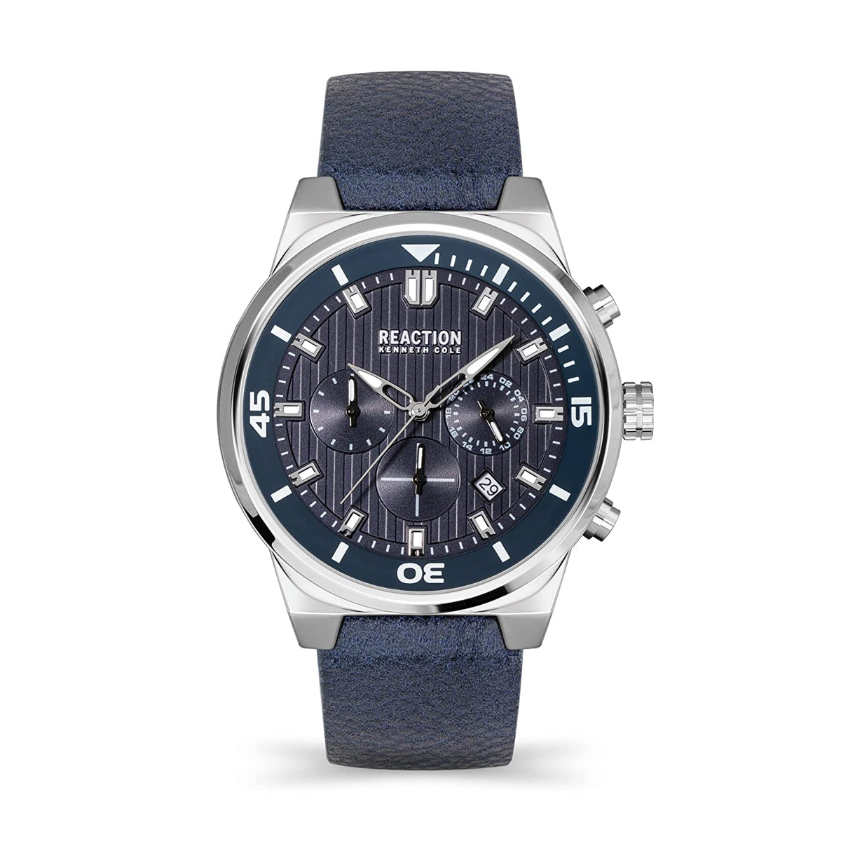 Kenneth Cole Reaction Chrono Men Blue Leather Strap Nero KRWGF2192702