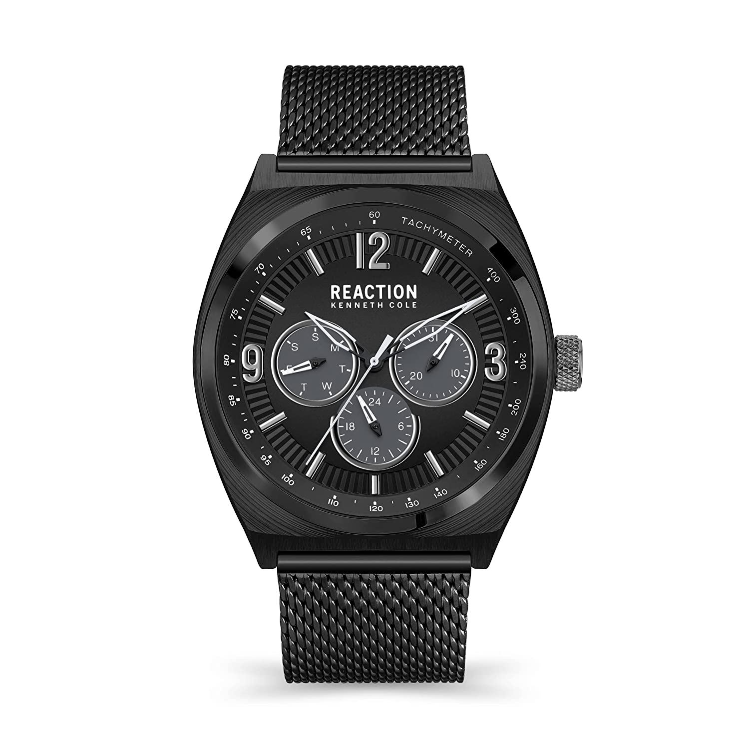 Kenneth Cole Reaction MULTI Men IP Black Stainless Steel Mesh Carl KRWGK2192401