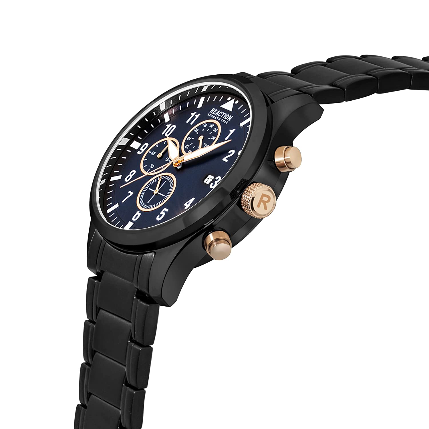 Kenneth Cole Reaction Chrono Men IP Black Stainless Steel Bracelet Bronte KRWGK2192504