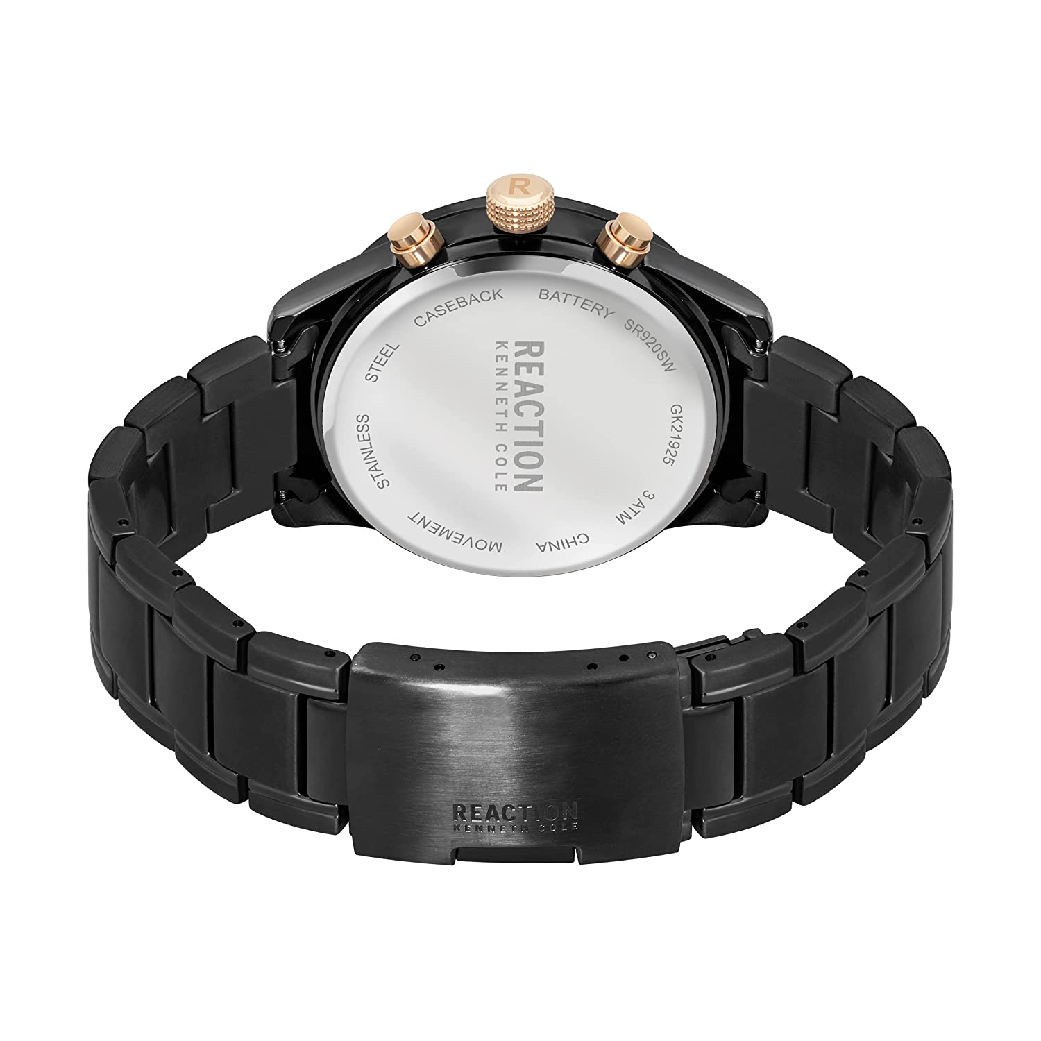Kenneth Cole Reaction Chrono Men IP Black Stainless Steel Bracelet Bronte KRWGK2192504