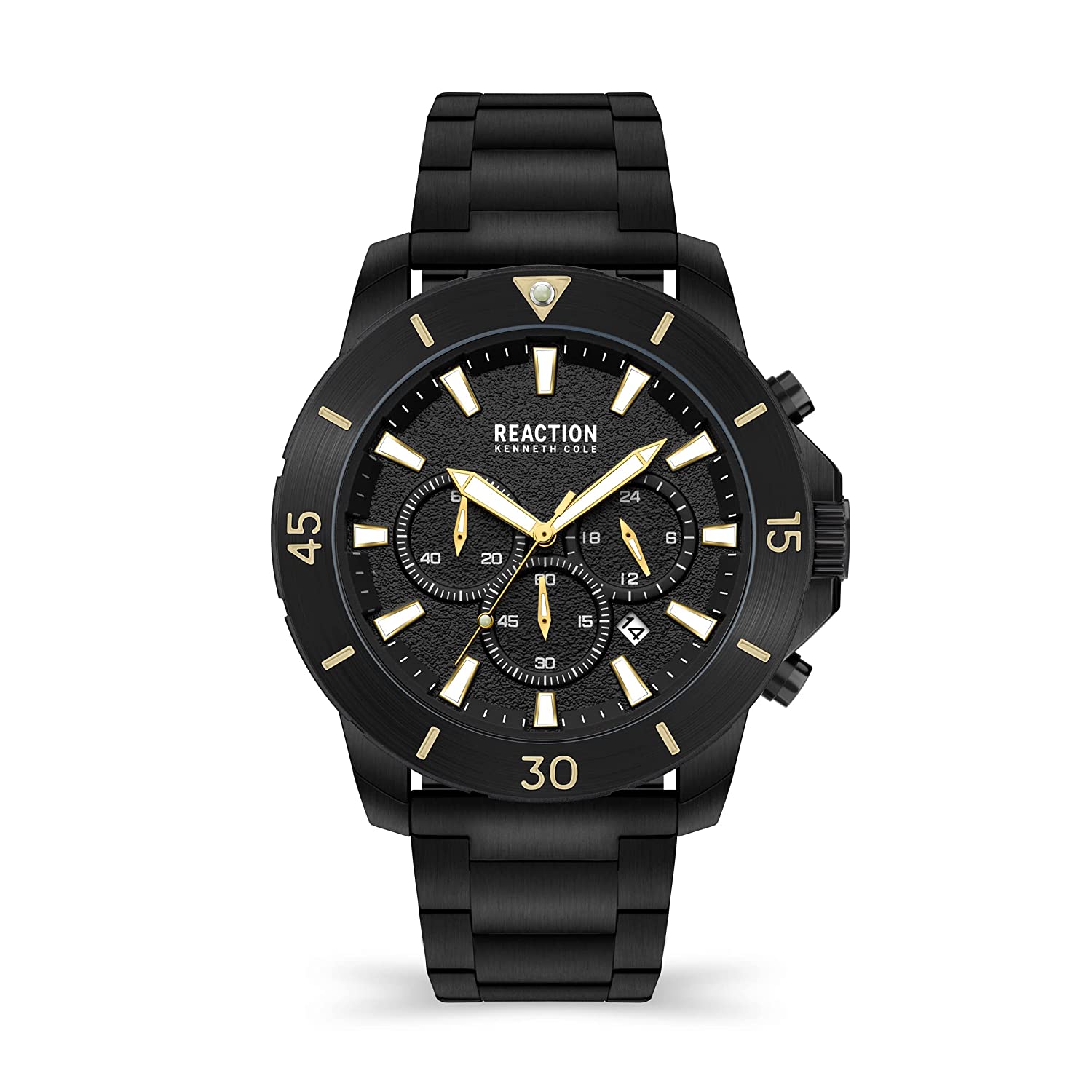 Kenneth Cole ReactionChrono Men IP Black Stainless Steel Bracelet Izac KRWGK2192802