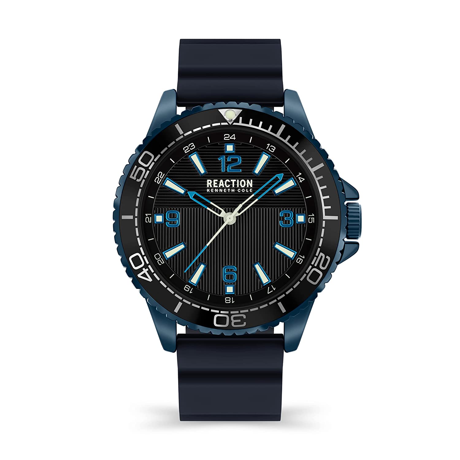 Kenneth Cole Reaction 3 Hands Men Black Dial Blue Silicon Strap Jeane KRWGM2193603