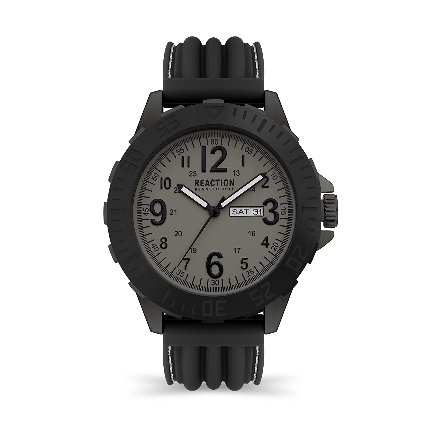 Kenneth Cole Reaction 3 Hands Men Black Silicon StrapBlaine KRWGN2193401