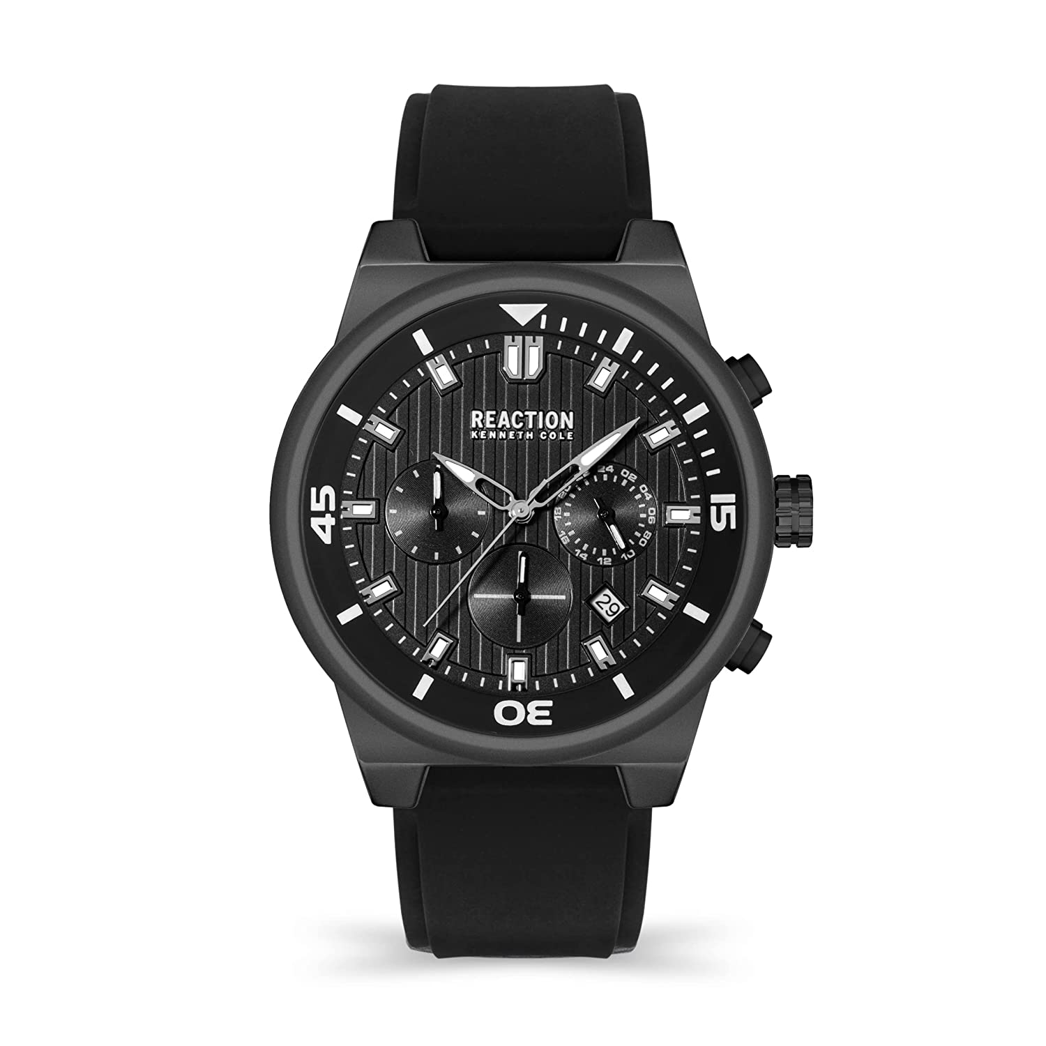 Kenneth Cole Reaction Chrono Men Black Silicon Strap Paul KRWGQ2192703