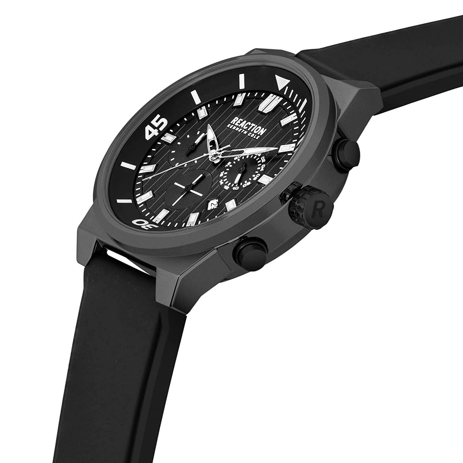 Kenneth Cole Reaction Chrono Men Black Silicon Strap Paul KRWGQ2192703