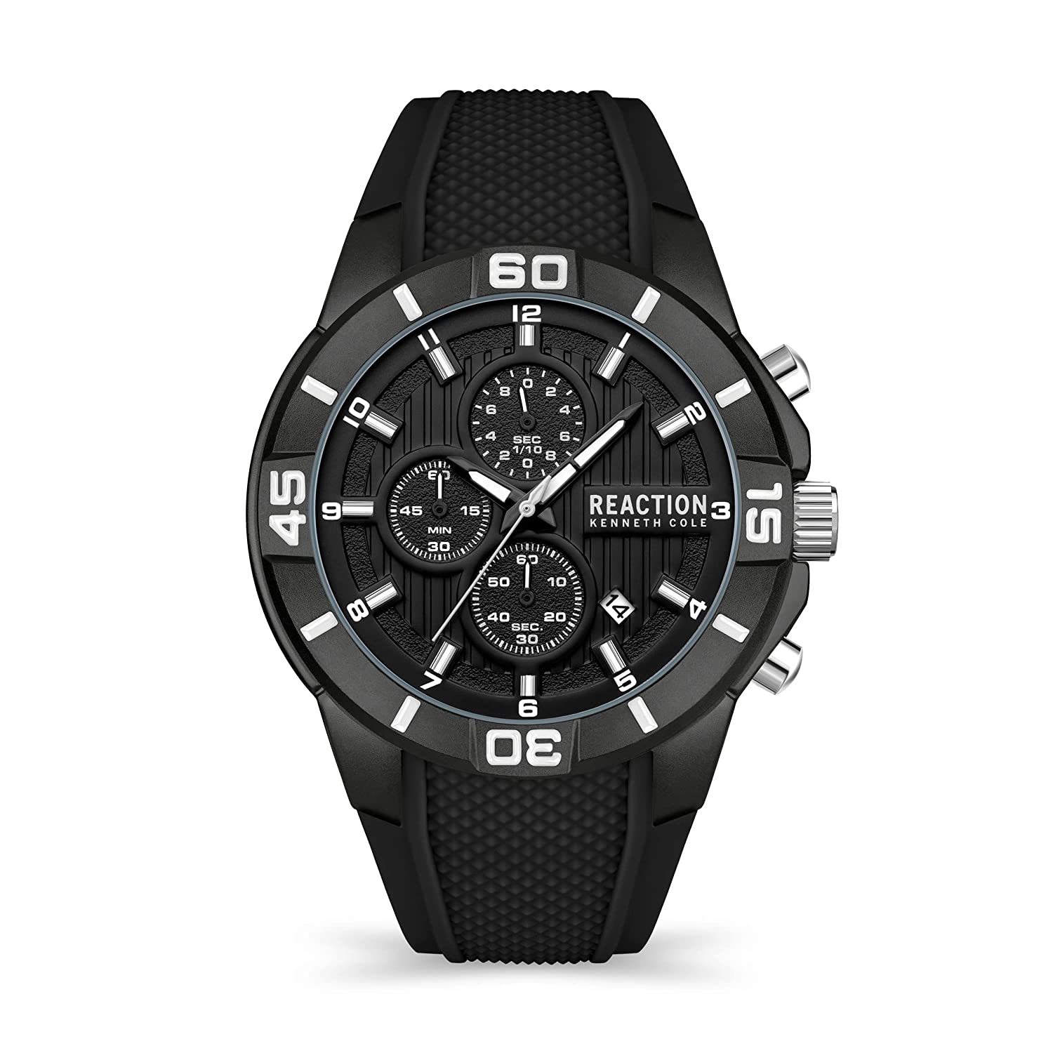 Kenneth Cole Reaction Chrono Men Black Silicon Strap Milo KRWGQ2192901