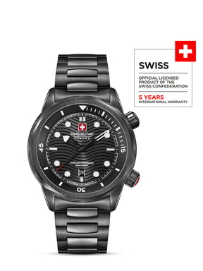 Swiss Military Hanowa BREAKWATER Black Round Dial Analogue Swiss Made Watch For Mens-SMWGH0006431