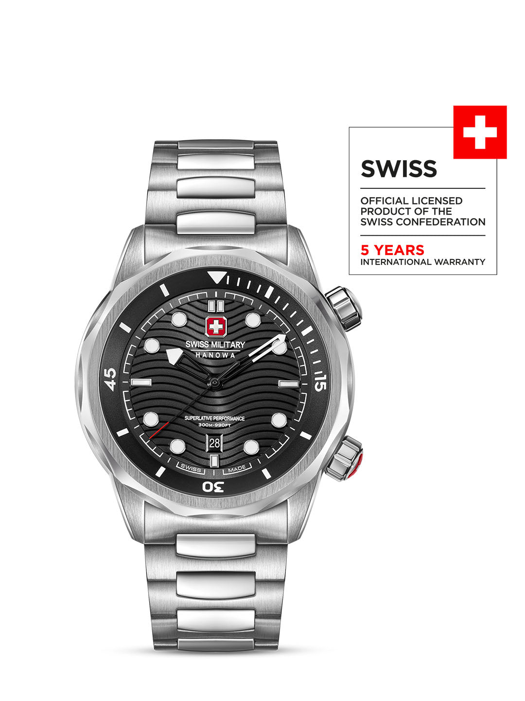 Swiss Military Hanowa BREAKWATER Black Round Dial Analogue Swiss Made Watch For Mens-SMWGH0006404