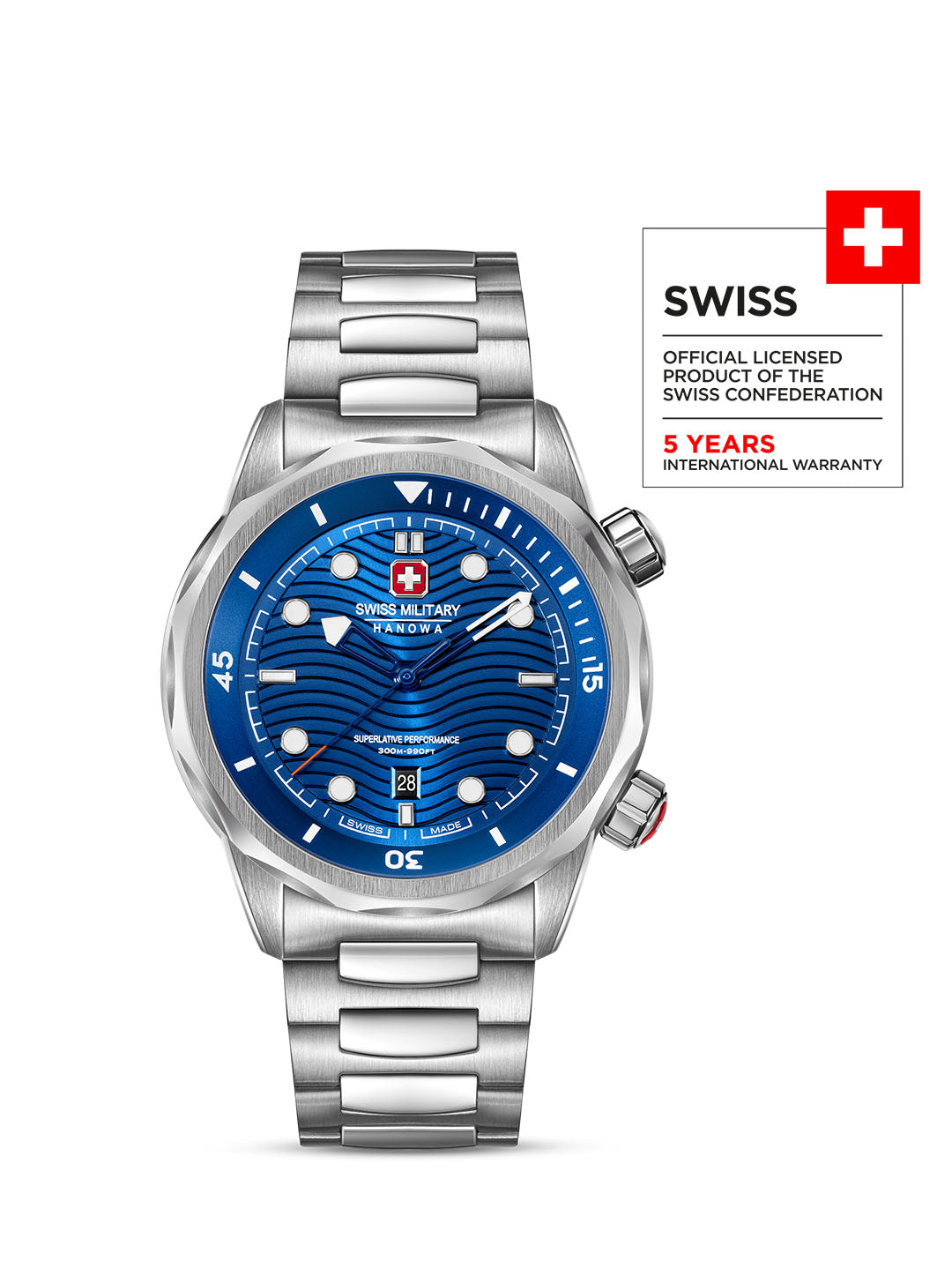 Swiss Military Hanowa BREAKWATER Blue Round Dial Analogue Swiss Made Watch For Mens-SMWGH0006403