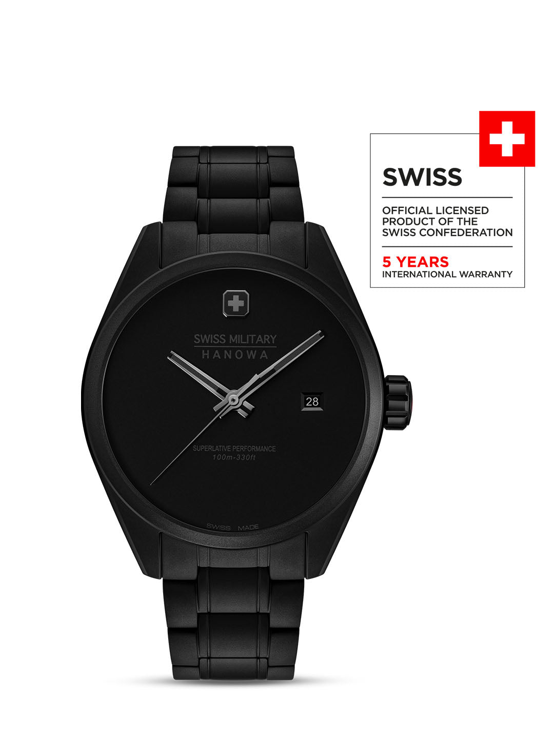 Swiss Military Hanowa PIONEER STEALTH Black Round Dial Analogue Swiss Made Watch For Mens-SMWGH0004130
