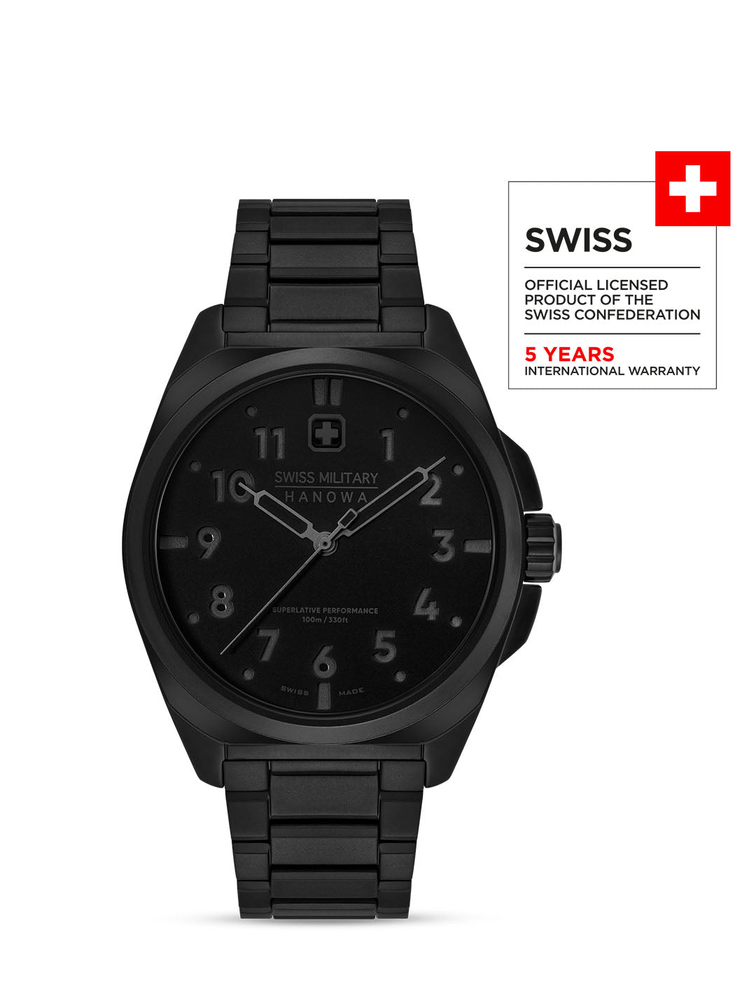 Swiss Military Hanowa Fieldmaster Stealth Black Round Dial Analogue Swiss Made Watch For Mens-SMWGG0003932