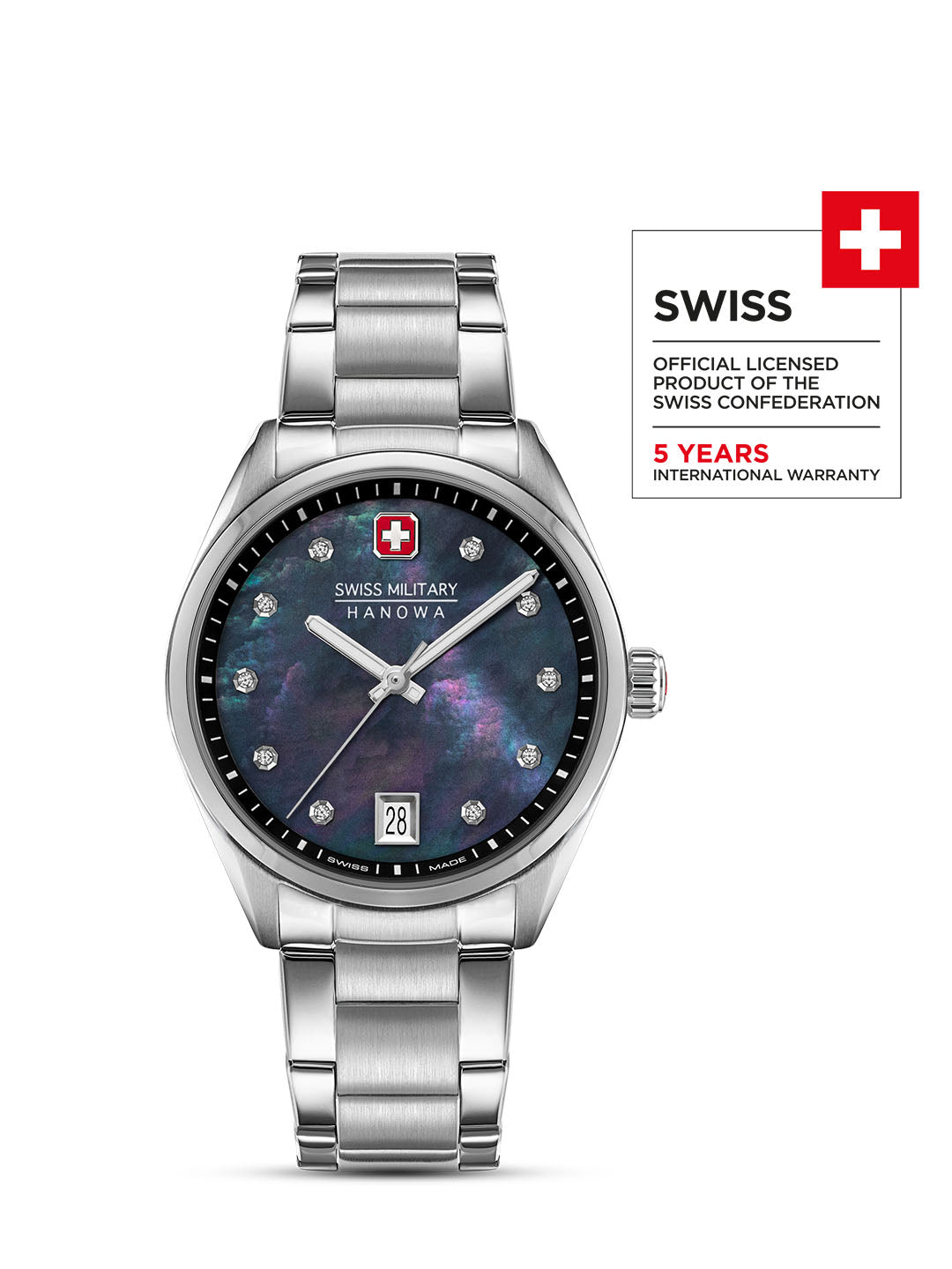 Swiss Military Hanowa Roadrunner Lady Sparkle Black Dial Analogue Swiss Made Watch For Womens-SMWLH0005002