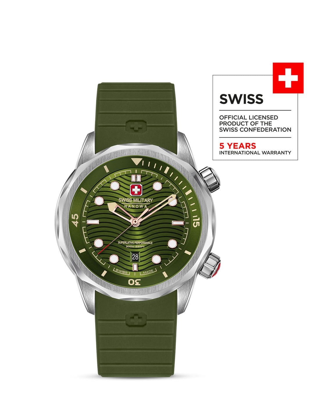 Swiss Military Hanowa BREAKWATER Green Round Dial Analogue Swiss Made Watch For Mens-SMWGN0006402