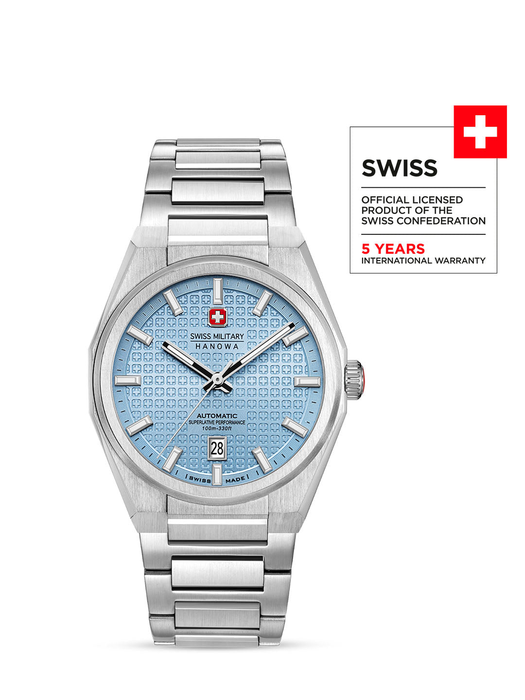 Swiss Military Hanowa Avalanche Icon Ice Blue Round Dial Automatic Swiss Made Watch For Mens-SMWGL0006904