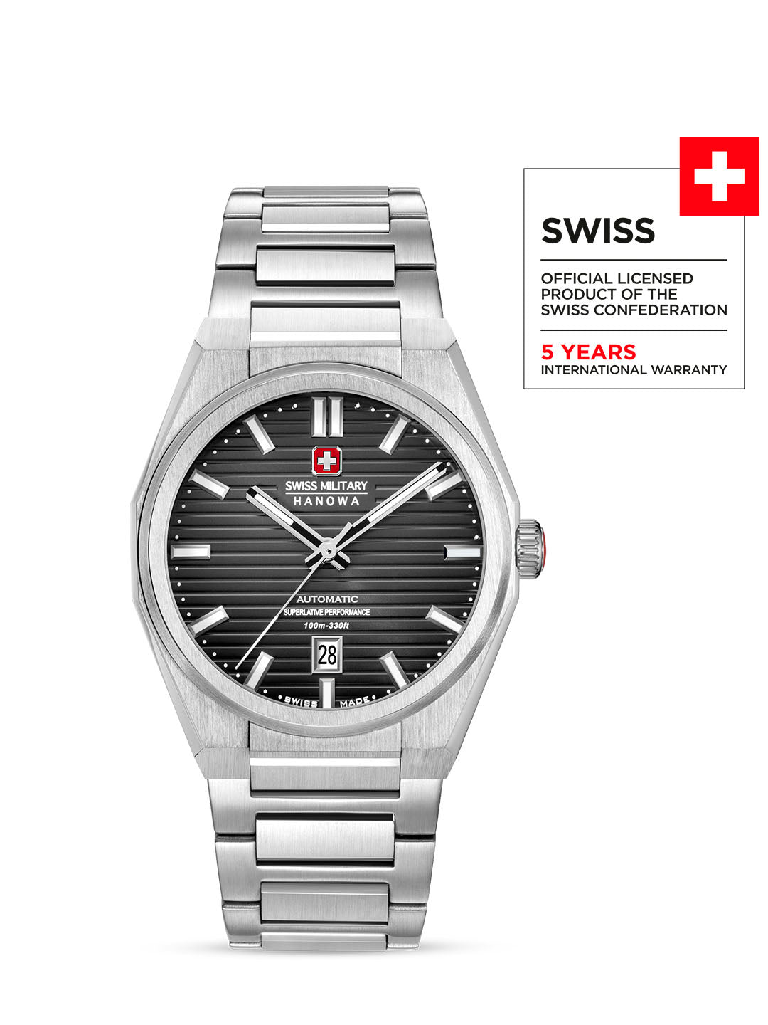 Swiss Military Hanowa AVALANCHE Cool Grey Round Dial Automatic Swiss Made Watch For Mens-SMWGL0006903