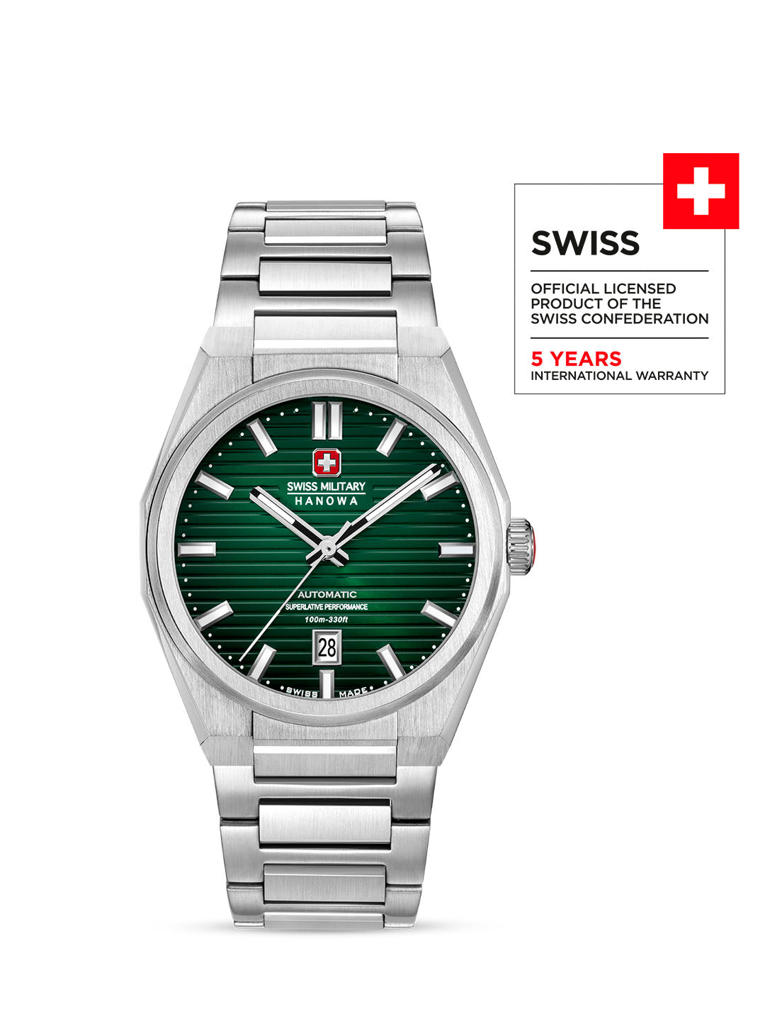 Swiss Military Hanowa AVALANCHE Green Round Dial Automatic Swiss Made Watch For Mens-SMWGL0006902