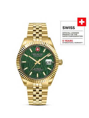 Swiss Military Hanowa Master Diligenter Green Round Dial Automatic Swiss Made Watch For Mens-SMWGL0005412