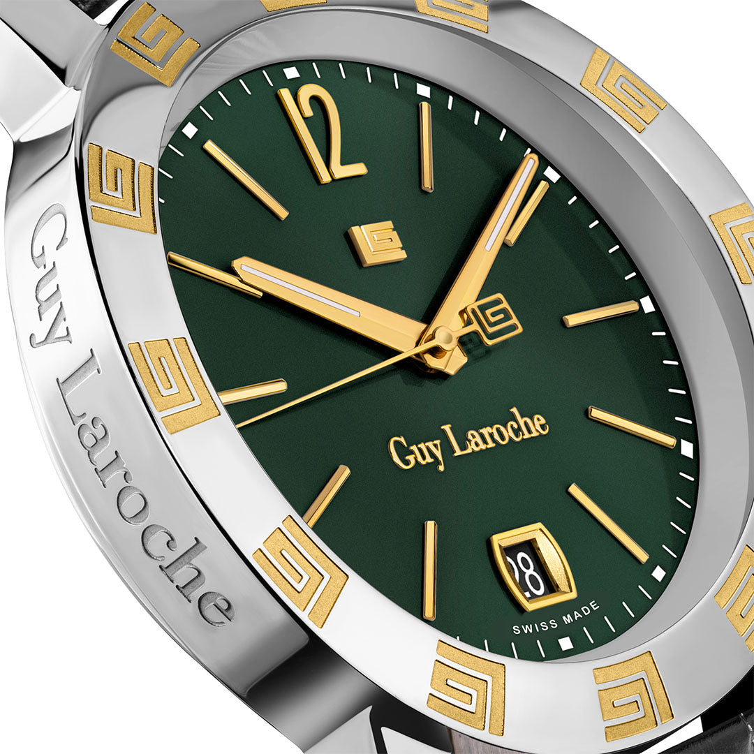 Guy Laroche Alex 3 Hands Round Dial Green SWISS MADE Watch for Men - GLWGA0000103