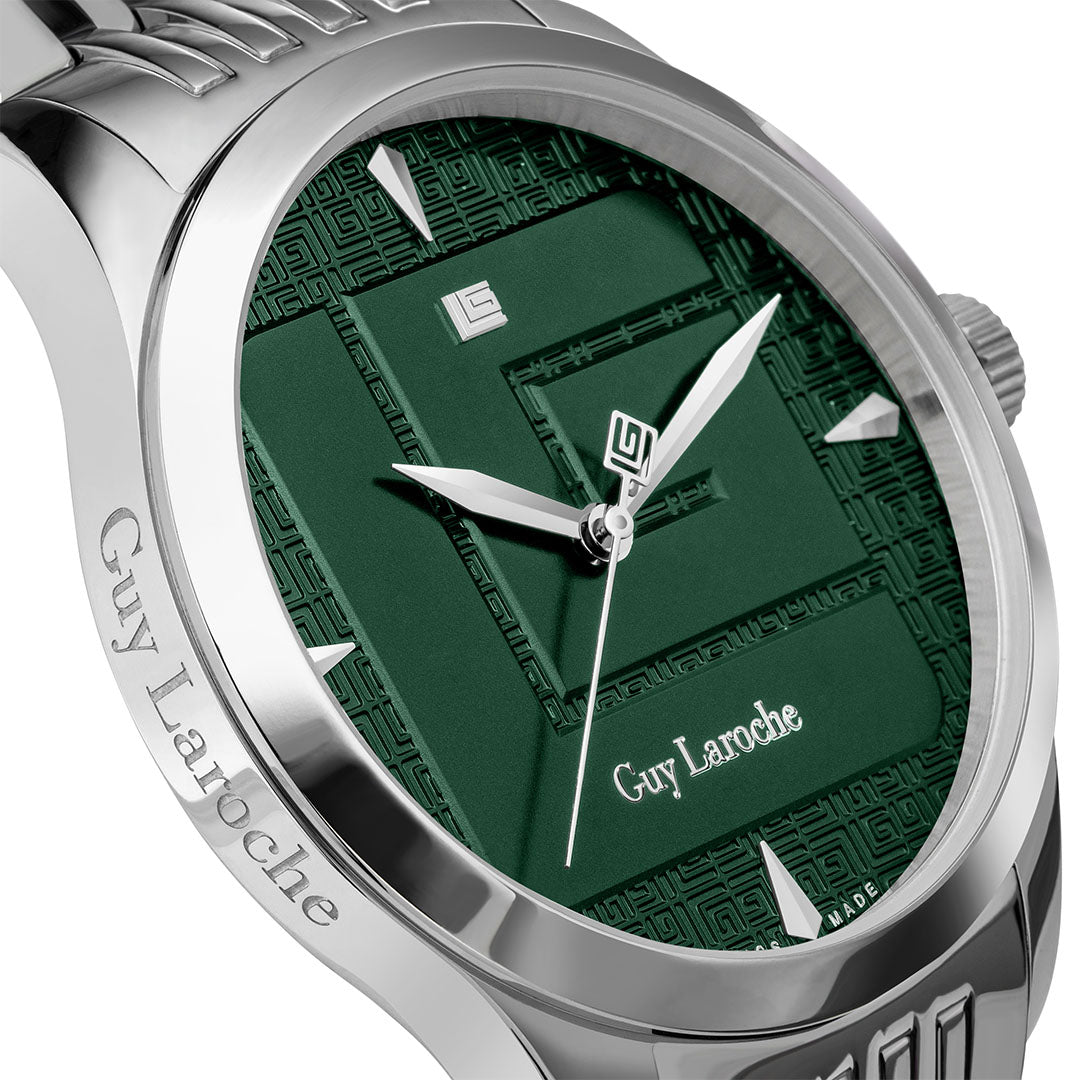 Guy Laroche Maxime 3 Hands Round Dial Green SWISS MADE Watch for Men - GLWGG0001202