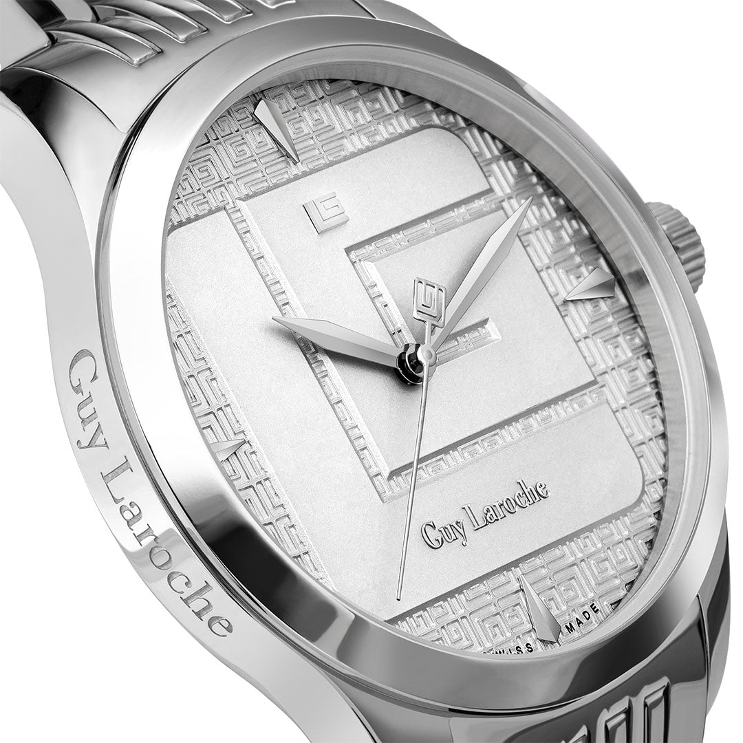 Guy Laroche Maxime 3 Hands Round Dial Silver SWISS MADE Watch for Men - GLWGG0001201