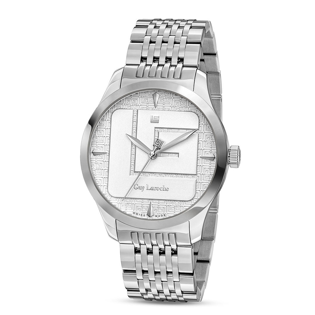 Guy Laroche Maxime 3 Hands Round Dial Silver SWISS MADE Watch for Men - GLWGG0001201