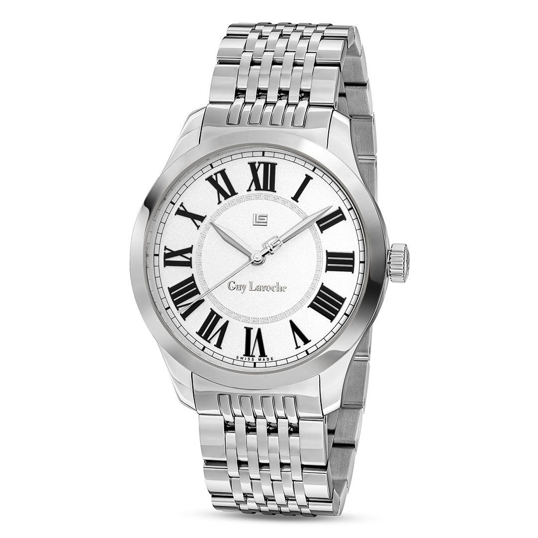 Guy Laroche Louis 3 Hands Round Dial Silver SWISS MADE Watch for Men - GLWGG0001103