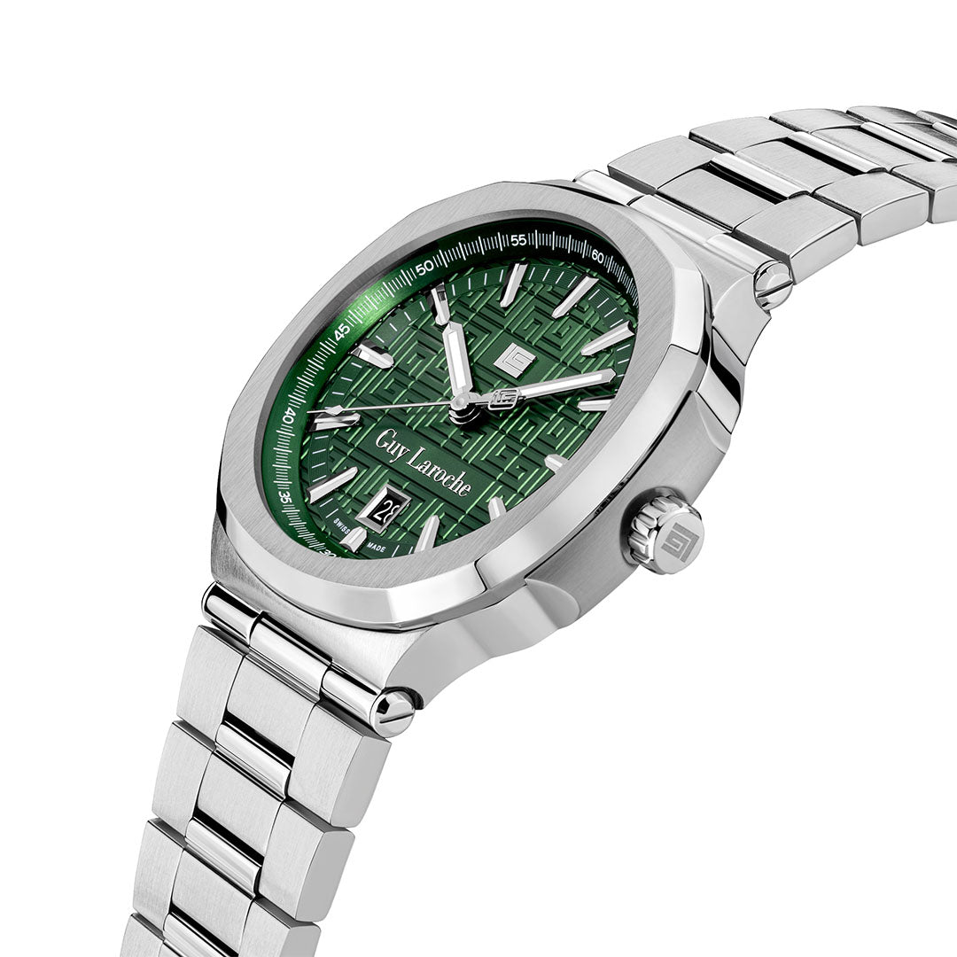 Guy Laroche Charlie 3 Hands Round Dial Green SWISS MADE Watch for Men - GLWGG0000316