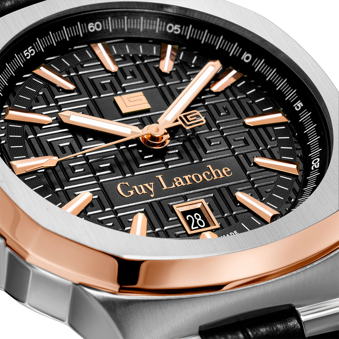 Guy Laroche Charlie 3 Hands Black Round Dial  SWISS MADE Watch for Men - GLWGG0000304