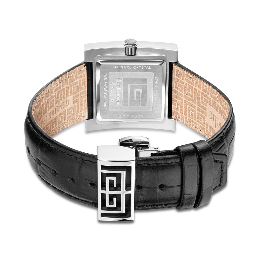 Guy Laroche Camille 3 Hands Square Dial White SWISS MADE Watch for Men - GLWGA0000201