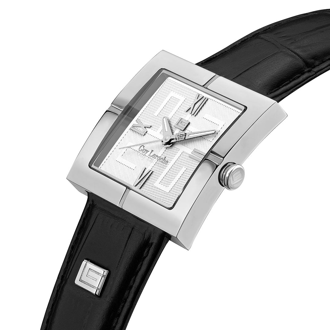 Guy Laroche Camille 3 Hands Square Dial White SWISS MADE Watch for Men - GLWGA0000201