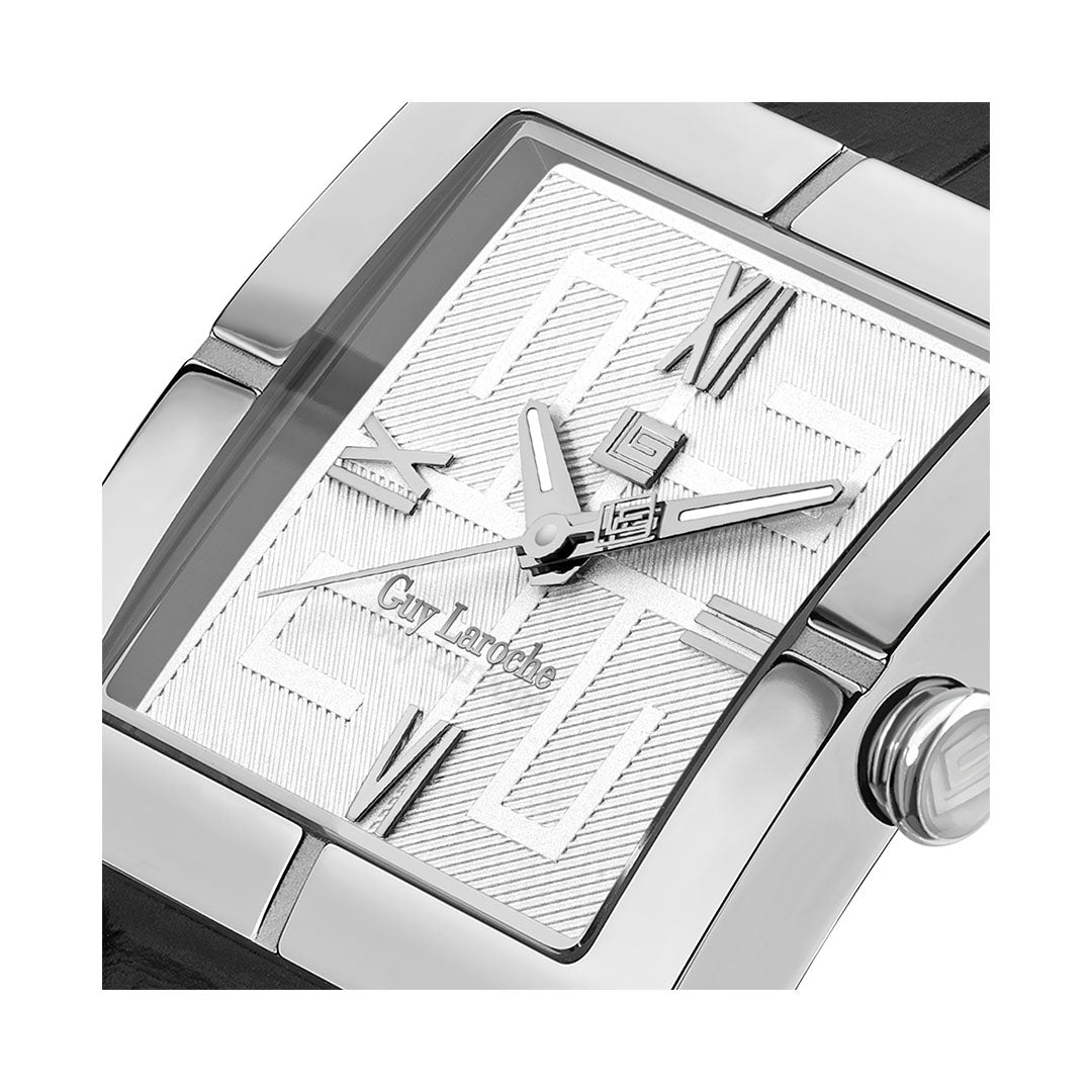 Guy Laroche Camille 3 Hands Square Dial White SWISS MADE Watch for Men - GLWGA0000201