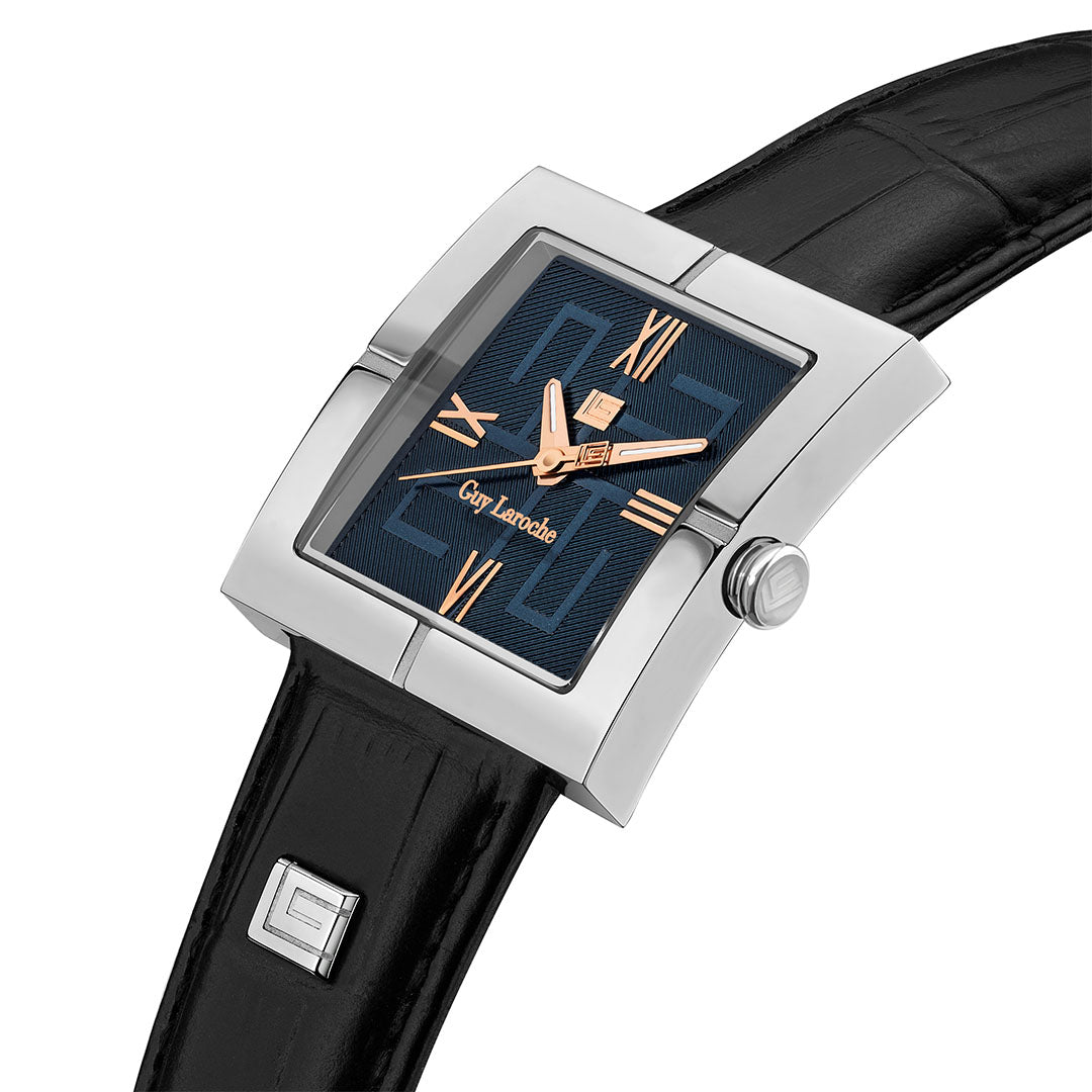 Guy Laroche Camille 3 Hands Square Dial Blue SWISS MADE Watch for Men - GLWGA0000202