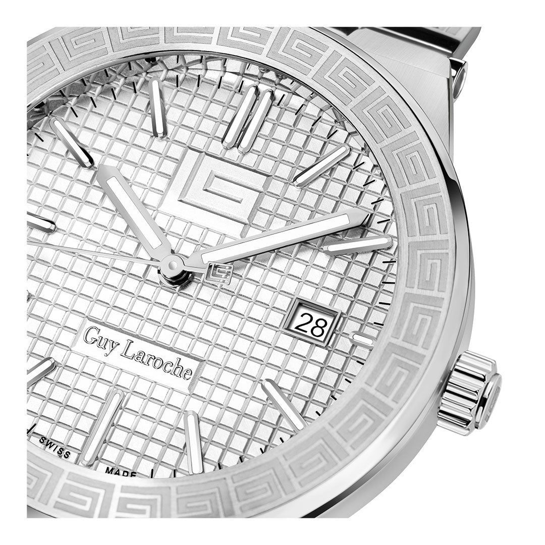 Guy Laroche Sacha 3 Hands Silver Round Dial SWISS MADE Watch for Men - GLWGA0000401