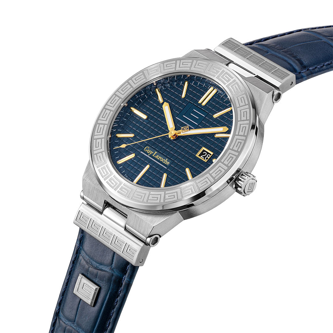 Guy Laroche Sacha 3 Hands Blue Round Dial SWISS MADE Watch for Men - GLWGA0000402