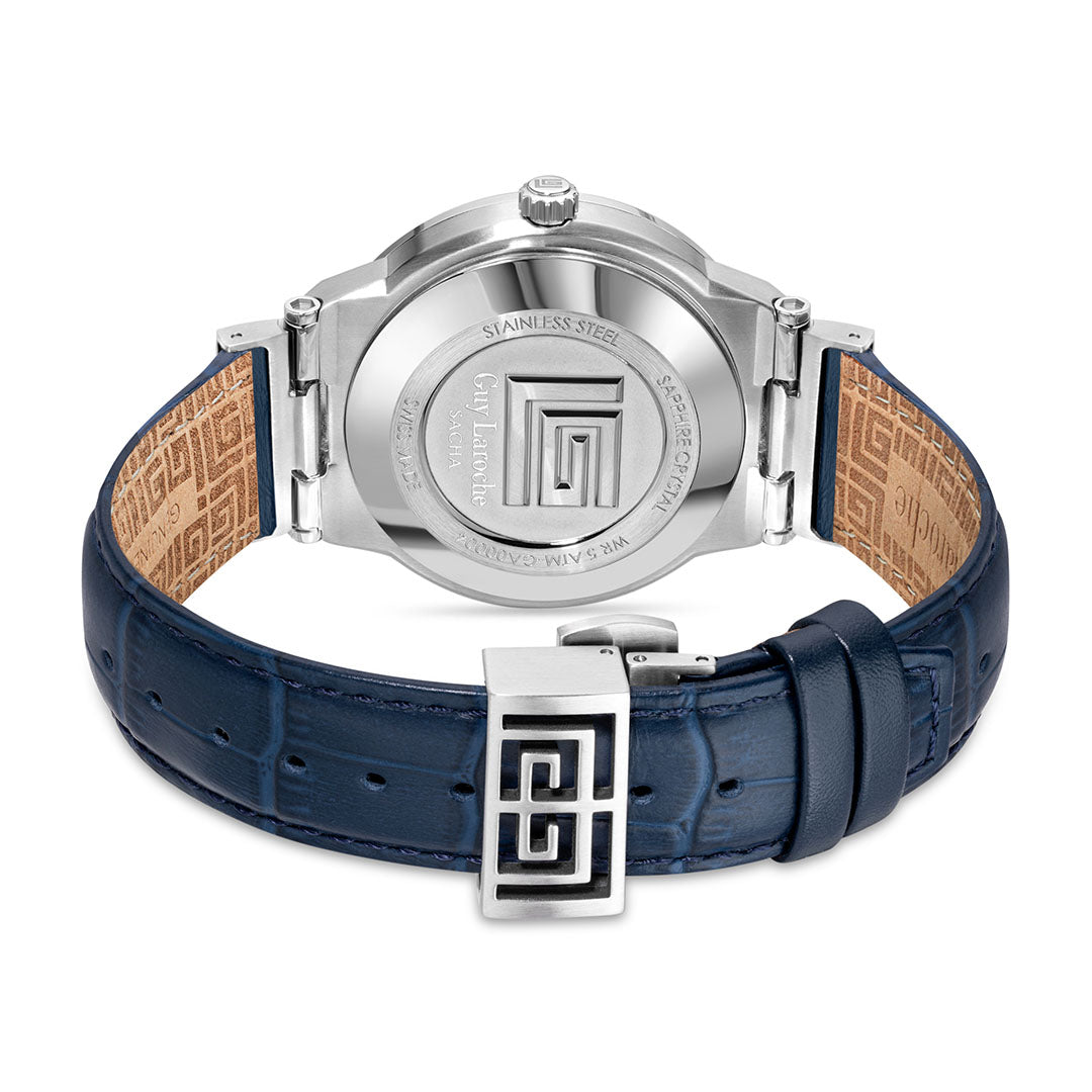 Guy Laroche Sacha 3 Hands Blue Round Dial SWISS MADE Watch for Men - GLWGA0000402