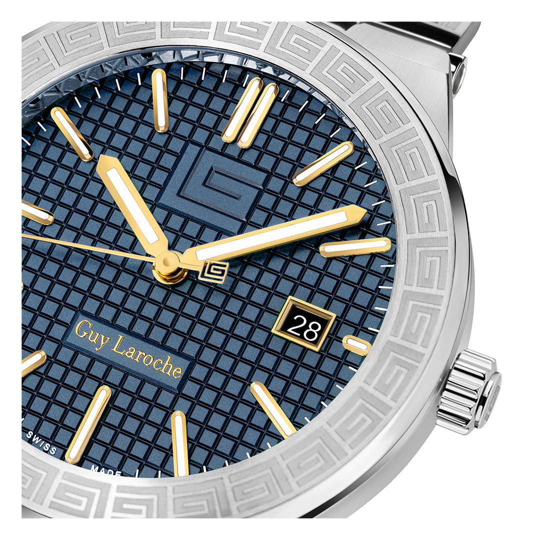 Guy Laroche Sacha 3 Hands Blue Round Dial SWISS MADE Watch for Men - GLWGA0000402