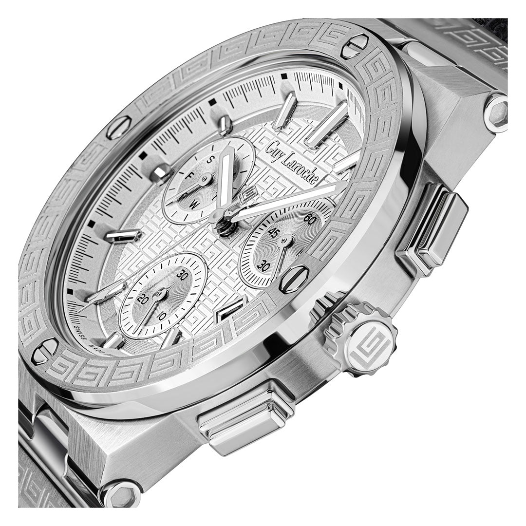 Guy Laroche Sacha Chronograph White Round Dial SWISS MADE Watch for Men - GLWGA0000408