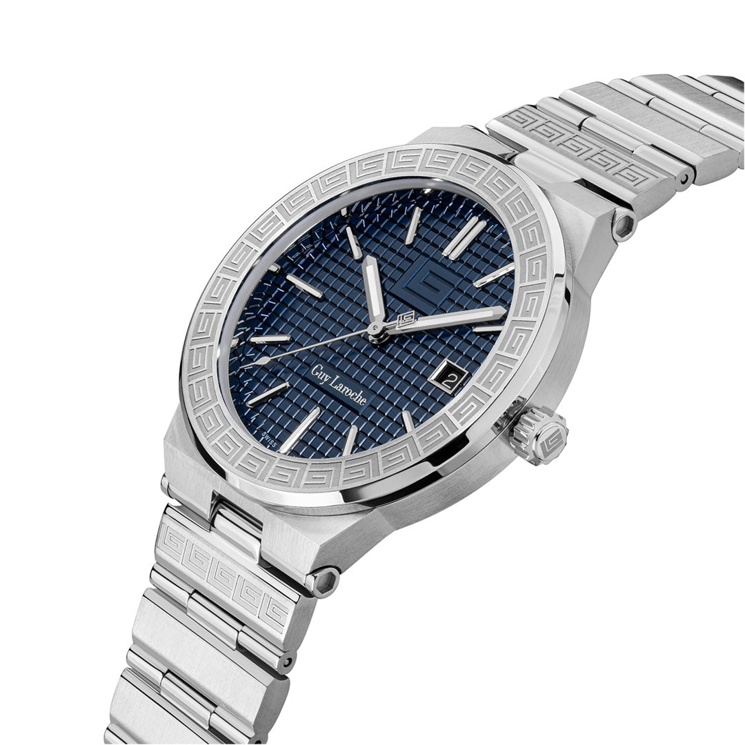 Guy Laroche Sacha 3 Hands Blue Round Dial SWISS MADE Watch for Men - GLWGG0000406