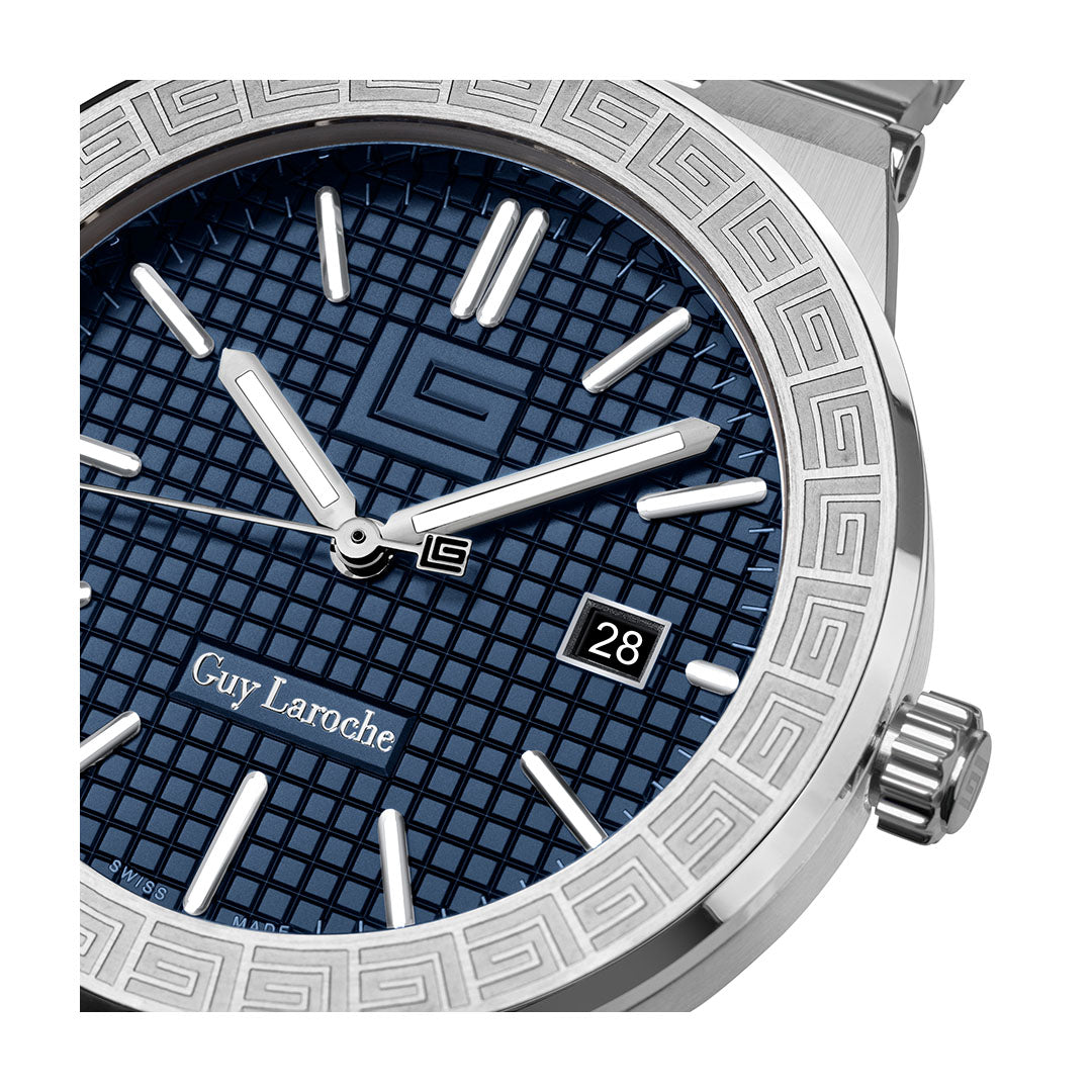 Guy Laroche Sacha 3 Hands Blue Round Dial SWISS MADE Watch for Men - GLWGG0000406