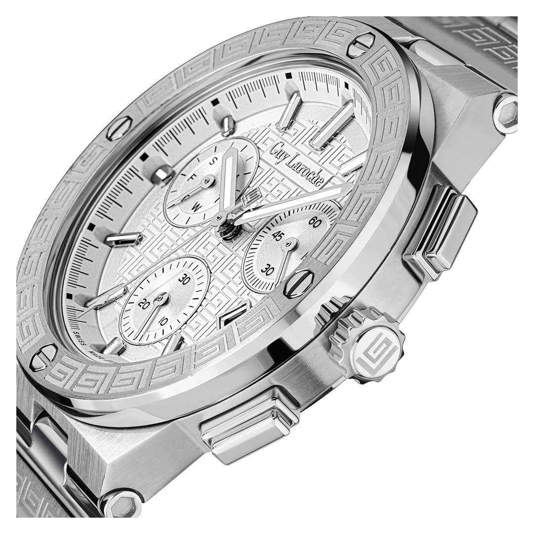 Guy Laroche Sacha Chronograph Round Dial White SWISS MADE Watch for Men - GLWGG0000411