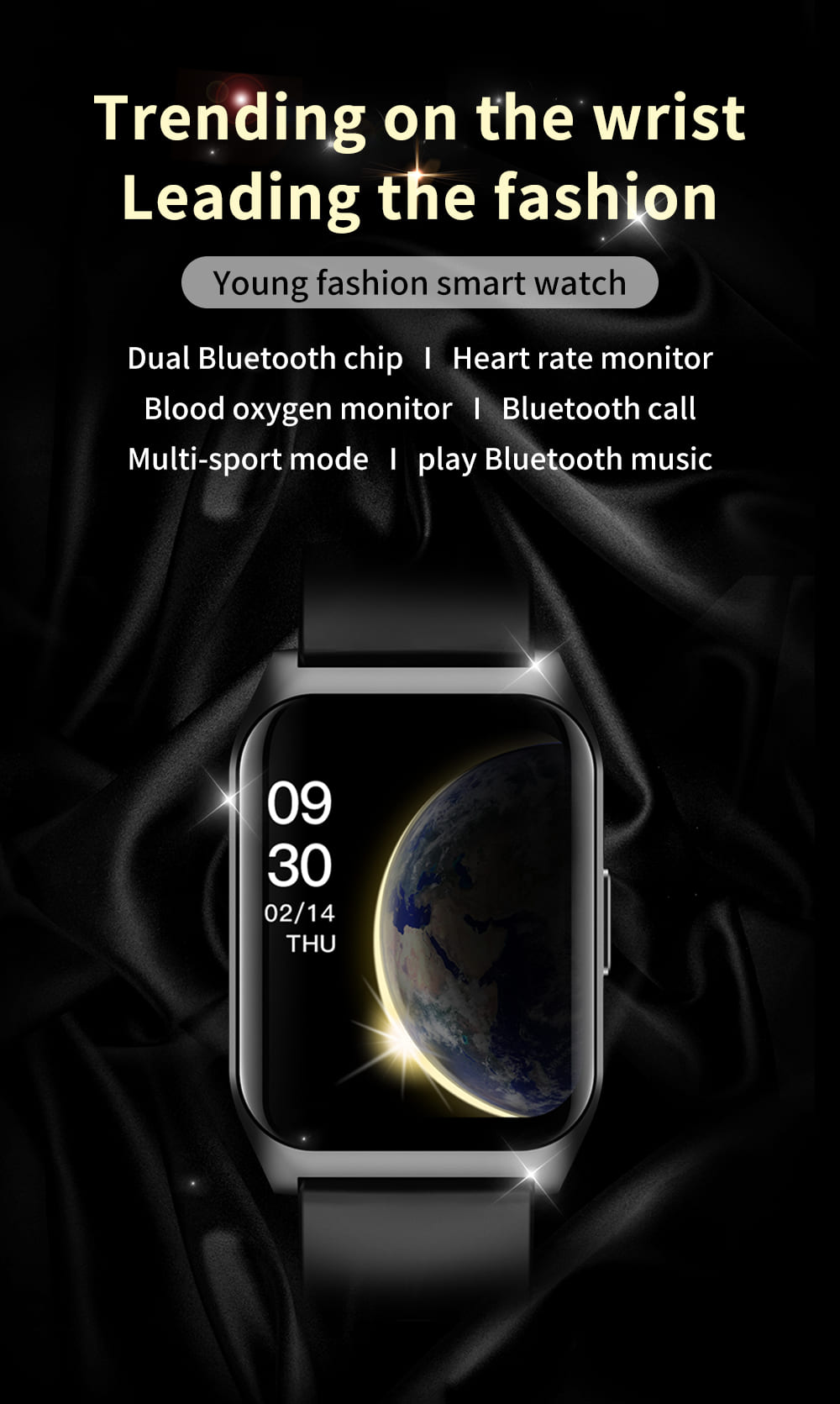 French Connection Black Men's Smart watch E17-B SmartMan