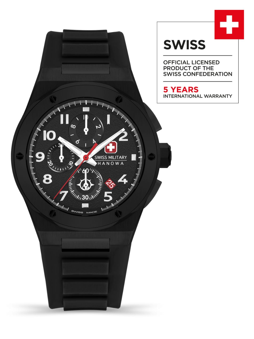 SMWGO2102030 Men's Quartz Chronograph Watch with Black Dial & Black Silicone Strap