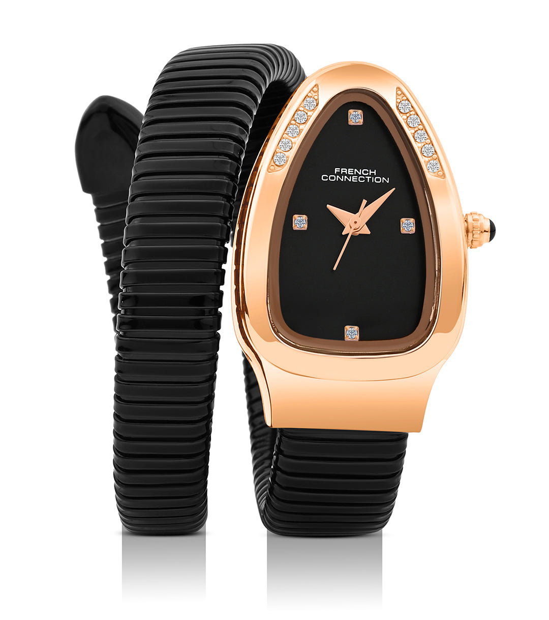 The Mystic Curve 2.0 Women’s Wrap Around Strap Analogue Watch | Black Oval Dial Trendy Watch - FCN0132BM