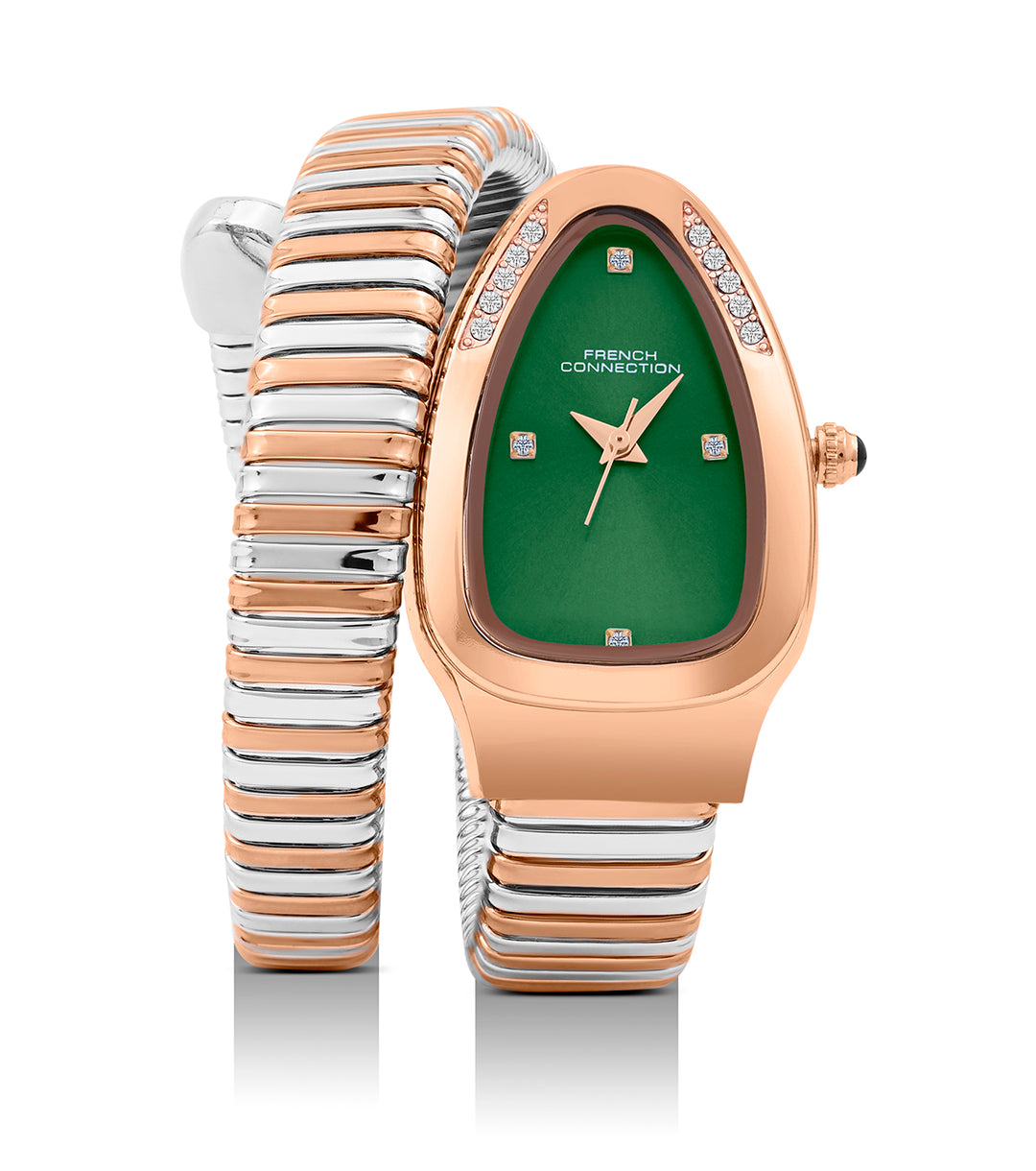 The Mystic Curve 2.0 Women’s Wrap Around Strap Analogue Watch | Green Embellished Oval Dial Trendy Watch - FCN0132NRTM