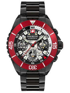 Swiss-Military-Hanowa HANS NOLL Automatic Chronograph Watch with Black Dial & Black Stainless Steel Bracelet for Mens -05-5342.13.007