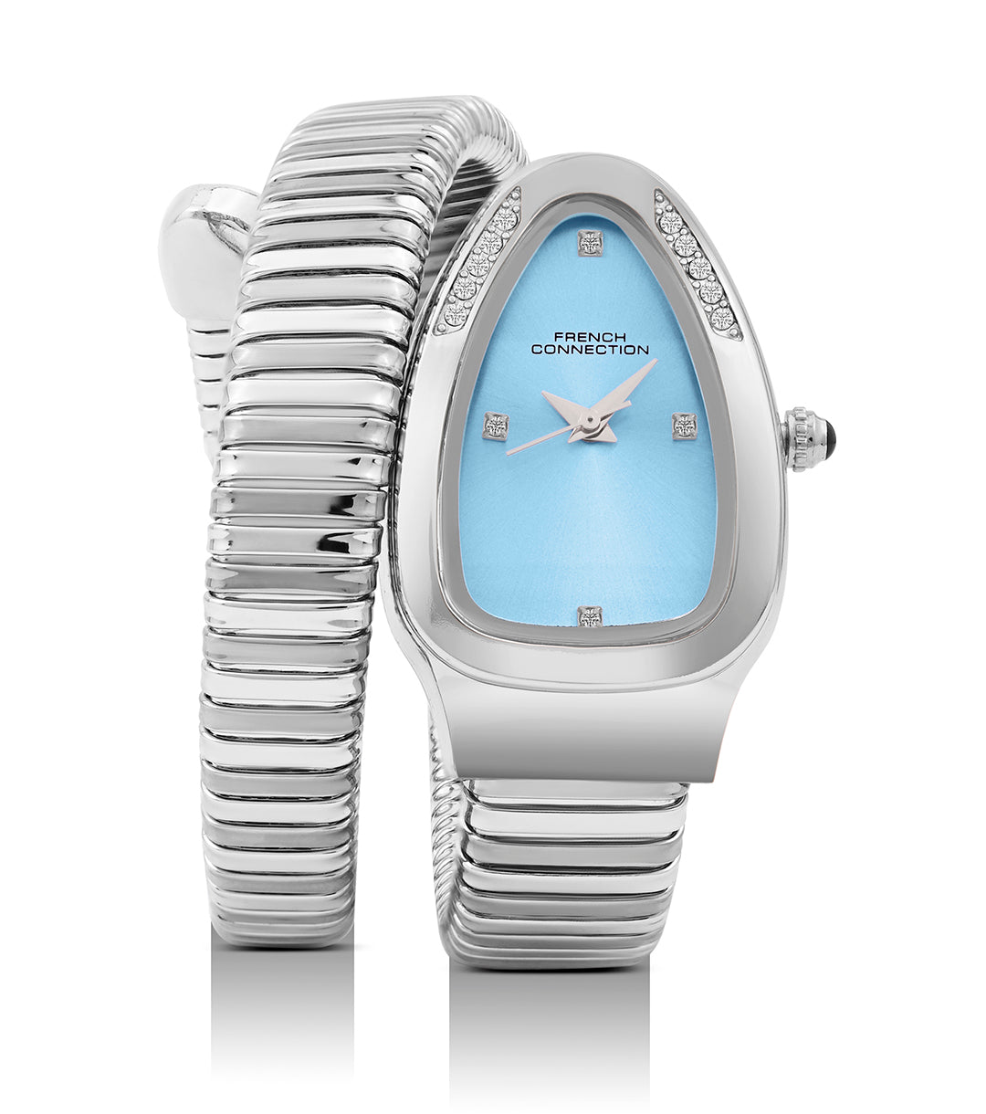The Mystic Curve 2.0 Women’s Wrap Around Strap Analogue Watch | Sky Blue Patterned Oval Dial Trendy Watch - FCN0132SM