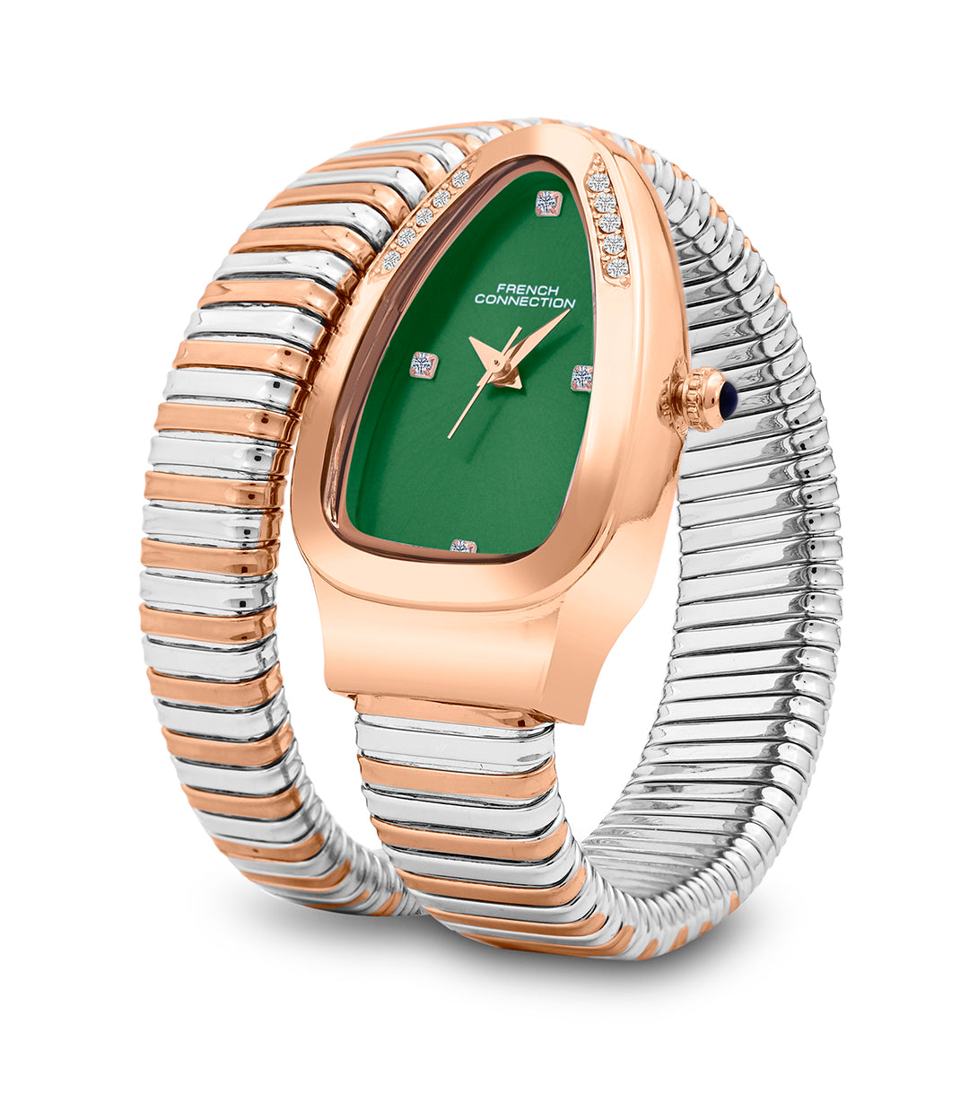 The Mystic Curve 2.0 Women’s Wrap Around Strap Analogue Watch | Green Embellished Oval Dial Trendy Watch - FCN0132NRTM