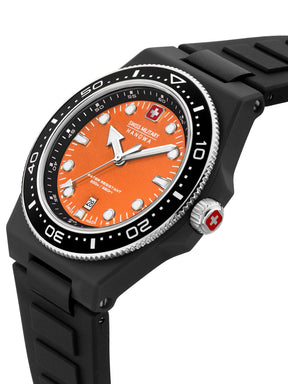 SMWGN0001187 Swiss Made Men's Watch with Orange Dial & Black Silicone Strap