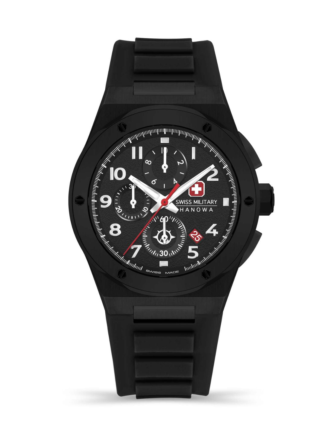 SMWGO2102030 Men's Quartz Chronograph Watch with Black Dial & Black Silicone Strap